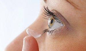 Woman with contact lens