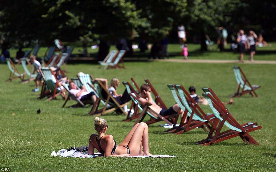 Foto/ I nxehti në Britani, njerëzit marrin rreze në parqe