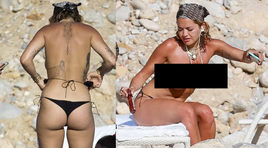 “Çmendet” Rita Ora, fotot topless krah të dashurit bëjnë xhiron e rrjetit