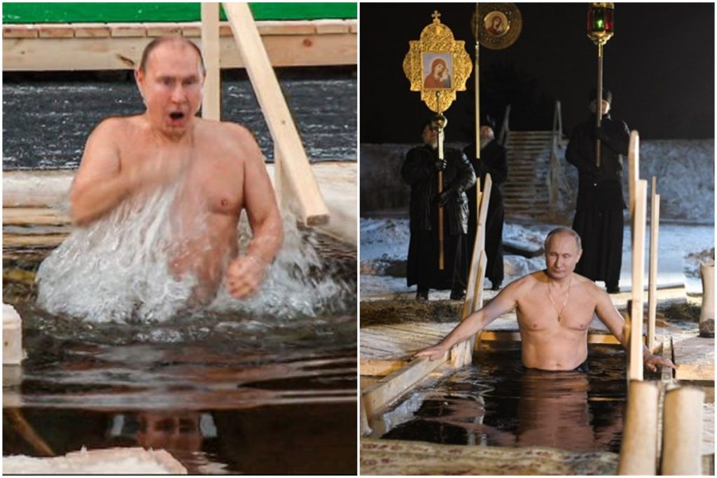 Putin sfidon të ftohtin e acartë të Rusisë, zhytet në ujë për&#8230; (Video)