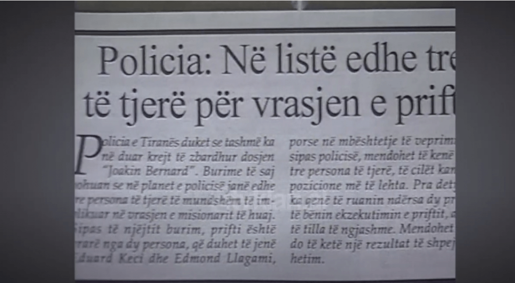 Arrestohet i dyshuari për vrasjen e priftit spanjoll (22 Tetor 2003)