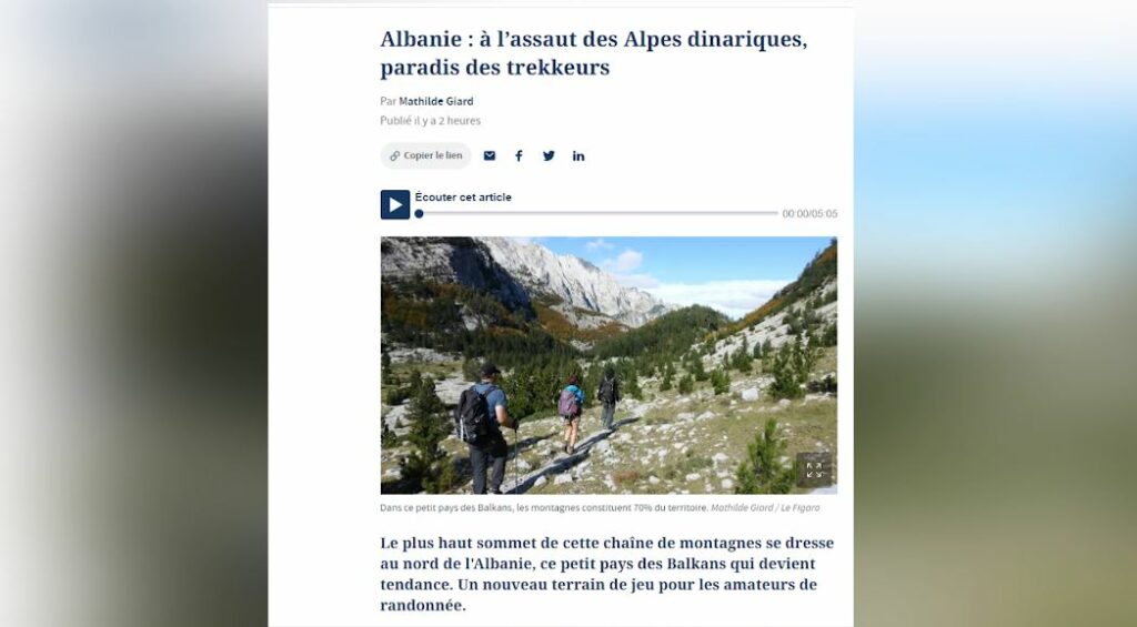 Le Figaro: Alpet Shqiptare, një El Dorado për turistët