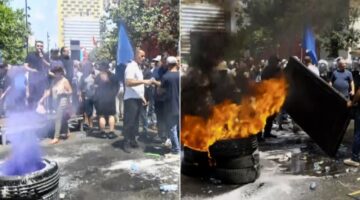 Protestuesit djegin goma para Bashkisë së Tiranës