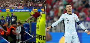 Euro 2024| Momenti kur Cristiano Ronaldo shpëton nga një goditje me stil “kung-fu” në stadium