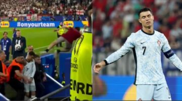 Euro 2024| Momenti kur Cristiano Ronaldo shpëton nga një goditje me stil “kung-fu” në stadium