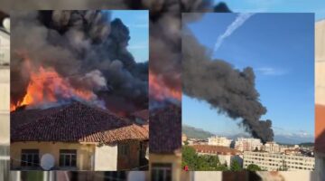 Zjarr i përmasave të frikshme dhe shtëllunga tymi mbulojnë qytetin e Shkodrës