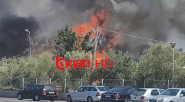 Përfshihet nga flakët një magazinë në autostradë, zjarri i përmasave të mëdha në afërsi të një karburanti (Video)