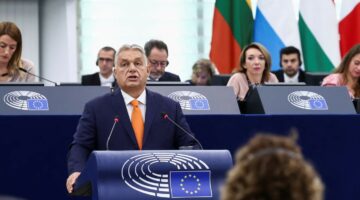 Kryeministri i Hungarisë, Viktor Orban, mban fjalim para Parlamentit Evropian, në Strazburg të Francës, më 9 tetor 2024